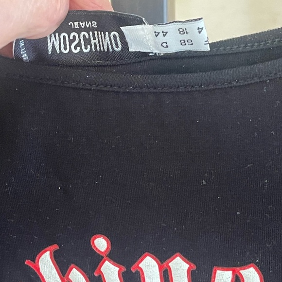 VINTAGE Moschino Black FRINGE Top with Red Rose - Picture 15 of 16